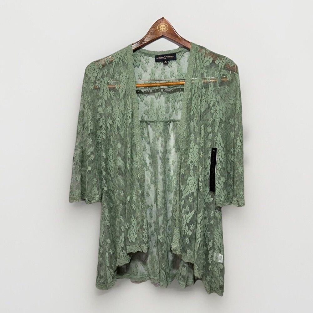 Almost Famous Green Lace Cardigan Kimono Women’s Size Small